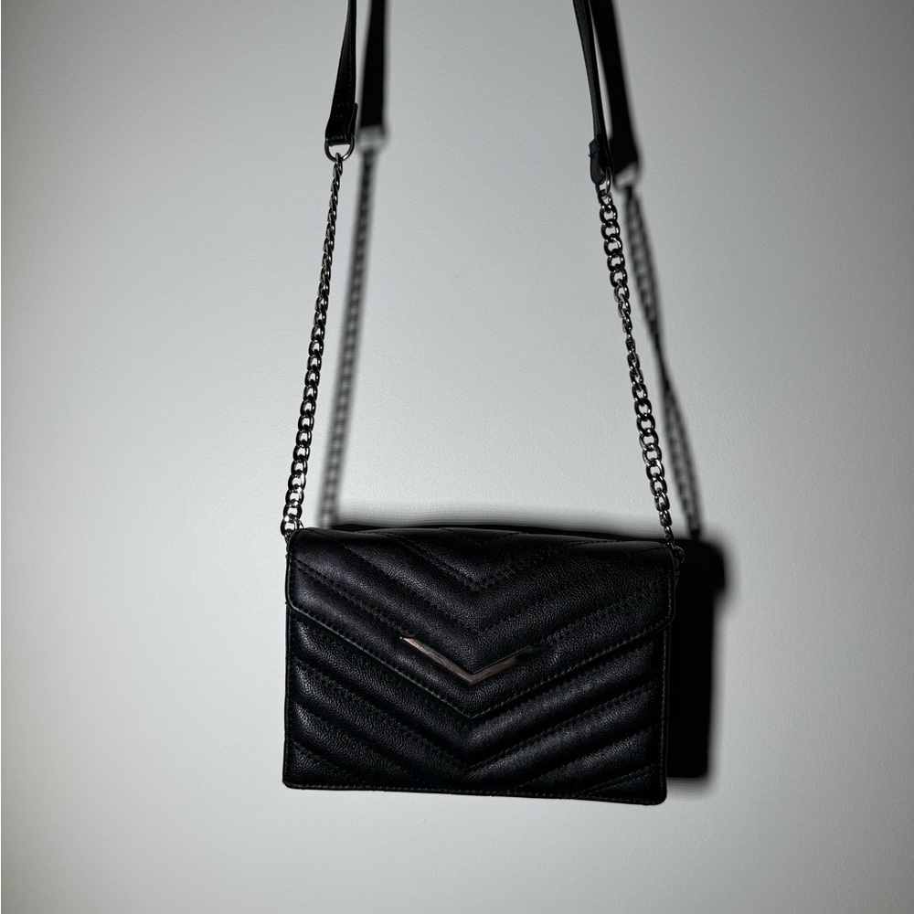 Express Black Chevron Quilted Crossbody Bag